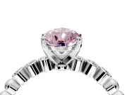 Solitaire Engagement Ring Setting for Fancy Pink Pear-Shaped Center with Bezel-Dot Beaded Band and Prong Head in White Gold