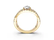 Solitaire Engagement Ring Setting for Pear-Shaped Center with Wide-Open Split Shank and Prong Head in Yellow Gold