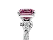 Solitaire Engagement Ring Setting for Fancy Pink Asscher Cut Center with Crossover Accents and Prong Head in Sterling Silver
