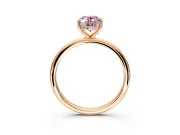 Hidden Halo Engagement Ring Setting for Fancy Pink Oval Center with Thin Round-Wire Band and Prong Head in Rose Gold
