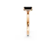 Hidden Halo Engagement Ring Setting for Fancy Black Emerald Cut Center with Plain Band and Tall Prong Head in Rose Gold