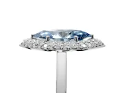 Halo Engagement Ring Setting for Fancy Blue Marquise Center with Plain Tapered Band and Prong Head in Platinum