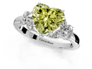 Solitaire Engagement Ring Setting for Fancy Yellow Heart-Shaped Center with Marquise Flower Shoulders and Prong Head in White Gold