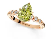 Solitaire Engagement Ring Setting for Fancy Yellow Pear-Shaped Center with Bezel-Dot Beaded Band and Prong Head in Rose Gold
