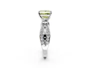 3 Stone Engagement Ring Setting for Fancy Yellow Princess Cut Center with Pave Twist Band and Prong Head in Platinum