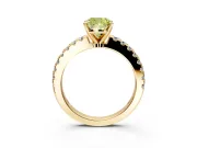 Solitaire Engagement Ring Setting for Fancy Yellow Cushion Cut Center with Single Row Accent Band and Prong Head in Yellow Gold