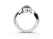 Halo Engagement Ring Setting for Fancy Blue Radiant Cut Center with Tapered Plain Band and Prong Head in White Gold
