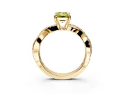 Crossover Engagement Ring Setting for Fancy Yellow Emerald Cut Center with Pave and Plain Strands and Prong Head in Yellow Gold