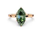 Solitaire Engagement Ring Setting for Fancy Green Marquise Center with Plain Band and Tulip Prong Head in Rose Gold