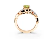 Halo Engagement Ring Setting for Fancy Yellow Emerald Cut Center with Marquise and Pave Bypass Band and Prong Head in Rose Gold
