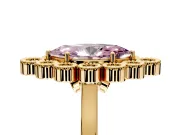 Cluster Halo Engagement Ring Setting for Fancy Pink Marquise Center with Milgrain Bezel Accents and Prong Head in Yellow Gold