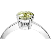 Solitaire Engagement Ring Setting for Fancy Yellow Oval Center with Plain Band and Flat Tab Prong Head in Platinum