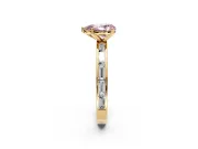 Solitaire Engagement Ring Setting for Fancy Pink Pear-Shaped Center with Channel Baguette Band and Prong Head in Yellow Gold