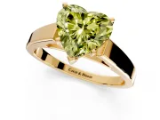 Solitaire Engagement Ring Setting for Fancy Yellow Heart-Shaped Center with Tapered Split Shoulders and Prong Head in Yellow Gold