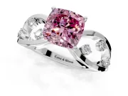 Solitaire Engagement Ring Setting for Fancy Pink Cushion Cut Center with Criss-Cross Accent Band and Prong Head in White Gold