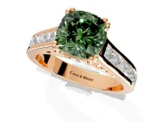 Solitaire Engagement Ring Setting for Fancy Green Cushion Cut Center with Channel Band and Double Claw Prong Head in Rose Gold