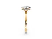 Hidden Halo Engagement Ring Setting for Oval Center with Plain Band and Tall Prong Head in Yellow Gold