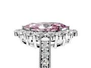 Halo Engagement Ring Setting for Fancy Pink Marquise Center with Milgrain Channel Band and Prong Head in White Gold