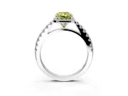 Halo Engagement Ring Setting for Fancy Yellow Radiant Cut Center with Full Pave Band and Prong Head in Sterling Silver