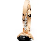Side Accent Engagement Ring Setting for Fancy Black Pear-Shaped Center with Accent Shoulders and Prong Head in Rose Gold