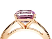 Solitaire Engagement Ring Setting for Fancy Pink Asscher Cut Center with Flat-Sided Plain Band and Prong Head in Rose Gold