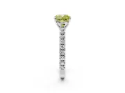 Solitaire Engagement Ring Setting for Fancy Yellow Cushion Cut Center with Large Accent Band and Prong Head in Platinum