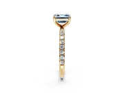 Solitaire Engagement Ring Setting for Fancy Blue Asscher Cut Center with Micro Pave Band and Prong Head in Yellow Gold