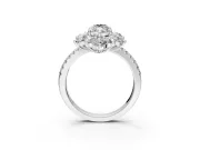 Floral Halo Engagement Ring Setting for Marquise Center with Pave Accents and Prong Head in Platinum