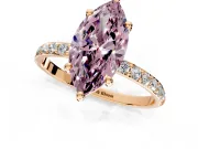 Solitaire Engagement Ring Setting for Fancy Pink Marquise Center with Pave Accents and Prong Head in Rose Gold