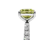 Solitaire Engagement Ring Setting for Fancy Yellow Asscher Cut Center with Micro Pave Band and Prong Head in Platinum