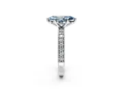 Milgrain Pave Engagement Ring Setting for Fancy Blue Marquise Center with Accent Band and Prong Head in Sterling Silver