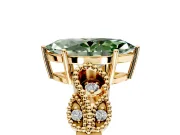 Leaf Engagement Ring Setting for Fancy Green Marquise Center with Milgrain Accent Band and Prong Head in Yellow Gold