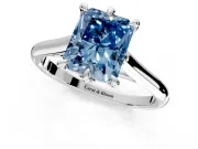 Solitaire Engagement Ring Setting for Fancy Blue Radiant Cut Center with Cathedral Band and Prong Head in Sterling Silver