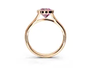 Solitaire Engagement Ring Setting for Fancy Pink Cushion Cut Center with V Split Shank and Bezel Head in Rose Gold