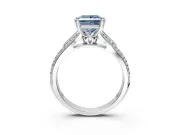 Solitaire Engagement Ring Setting for Fancy Blue Princess Cut Center with Pave Rail Split Shank and Prong Head in Platinum