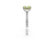Solitaire Engagement Ring Setting for Fancy Yellow Asscher Cut Center with Fine Pave Band and Prong Head in Platinum