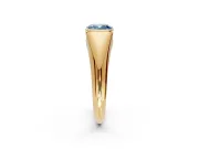 Tension Engagement Ring Setting for Fancy Blue Cushion Cut Center with Wide Tapered Band and Tension Head in Yellow Gold
