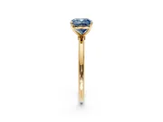 Solitaire Engagement Ring Setting for Fancy Blue Cushion Cut Center with Straight Thin Band and Prong Head in Yellow Gold