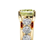 Solitaire Engagement Ring Setting for Fancy Yellow Princess Cut Center with Graduated Shared Prongs and Prong Head in Yellow Gold