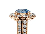Large Accent Halo Engagement Ring Setting for Fancy Blue Oval Center with Pave Split Shank and Prong Head in Rose Gold