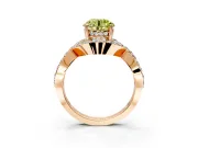Halo Engagement Ring Setting for Fancy Yellow Round Cut Center with Pave Infinity Twist Band and Prong Head in Rose Gold