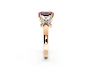 Floral Engagement Ring Setting for Fancy Pink Emerald Cut Center with Marquise Cluster Shoulders and Prong Head in Rose Gold