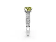 Solitaire Engagement Ring Setting for Fancy Yellow Round Cut Center with Multi-Row Pave Accents and Basket Head in Platinum