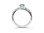 Cluster Engagement Ring Setting for Fancy Green Pear-Shaped Center with Round Cut Accent Band and Prong Head in Sterling Silver