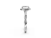 Halo Engagement Ring Setting for Asscher Cut Center with Twist Band and Prong Head in Platinum