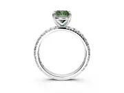 Solitaire Engagement Ring Setting for Fancy Green Cushion Cut Center with Shared-Prong Accents and Prong Head in Sterling Silver