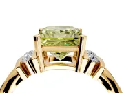 Solitaire Engagement Ring Setting for Fancy Yellow Princess Cut Center with Grooved Bar Accent Band and Prong Head in Yellow Gold