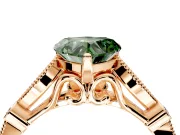 Solitaire Engagement Ring Setting for Fancy Green Heart-Shaped Center with Marquise and Bezel Accents and Prong Head in Rose Gold