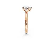 Hidden Halo Engagement Ring Setting for Pear-Shaped Center with Thin Rounded Band and Prong Head in Rose Gold