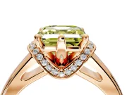 Solitaire Engagement Ring Setting for Fancy Yellow Asscher Cut Center with Wide Band, Pave Collar and Prong Head in Rose Gold